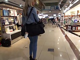 JEANS and HIGH HEELS on airport