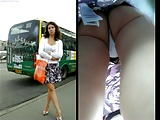 Upskirt bus stop white panties