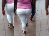 Leggins Blancos Transparencia Calzon a Rayas Culazo Negra