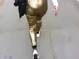 Ass in Gold satin pants