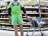 180 FREEBALLING NYLON SHORTS DICK SLIPS AT SUPERMARKET