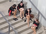 Candid 4 Hostesses Feet in Nylons Pantyhose 