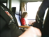 Train masturbation in front of older lady