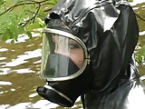 girl in wetsuit and rubber raniwear fetish soft