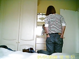 Hidden cam in bedroom catches new GF trying on jeans