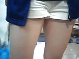 Shadowed white shorts ,legs