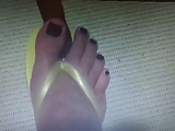 Cock masturbating flip flops and Footjob 