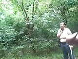 caught jacking off in a forrest by busty lady and she likes