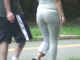 Sexy Pawg In Grey Spandex Jogging Spanking