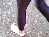 Walk in the Street with Ballet Slippers and tight Leggings.