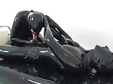 Spitting blowjob in full latex