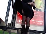 black skirt and stockings windy day