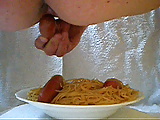 Masturbating with sausages over my dinner