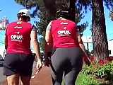 big booty mature in spandex walking.