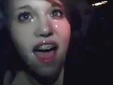 Stupid Teen Slut sucks Black Cocks in a Club for Facials