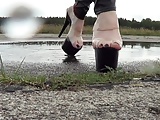 wet feet and wet stripper high heels