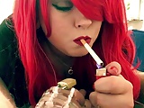 making His Chastity Cage On - Smoking Domme Fetish