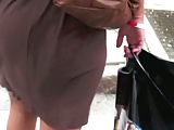 Bubble butt girl with a see through brown dress vpl