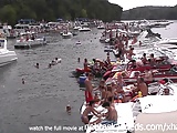 girls in bikinis and topless in public party cove