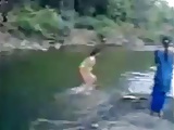 Indian girl in river with theri bfs 