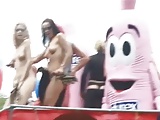 2 hot sexy girls flashing nude in public loveparade germany