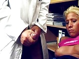 Blond patient seduced by creepy doctor with huge cock