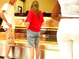 Sexy Phatty In White Tights Teasing By The Deli..