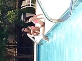 Pool girls watch BBC bulge