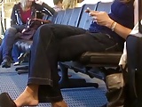 Candid Shoeplay Feet Dabgling at Airport