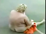 Granny held a naked show on the street